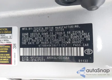 2009 Toyota Camry Hybrid z USA, uszkodzony, nr VIN 4T1BB46K39U111257